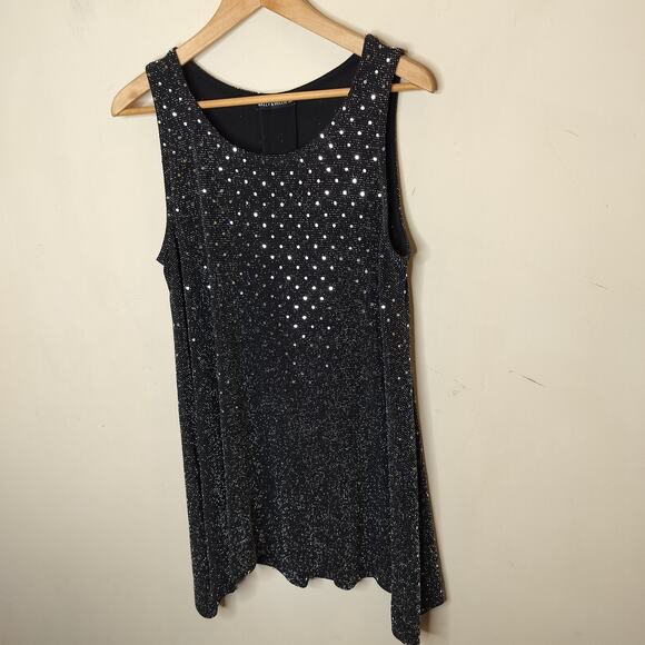 Nally & Millie Silver Paillette Tank Top Shiny Metallic Party - Picture 4 of 11